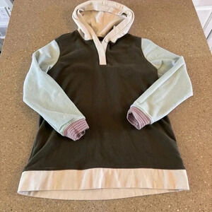 Lands' End Serious Sweats Sweatshirt Hoodie Size M 10-12 Color-Block Pullover